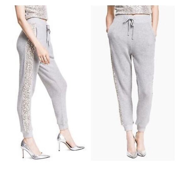 INC International Concepts Sequins Side Women’s Grey Knit Joggers - S - Picture 1 of 6